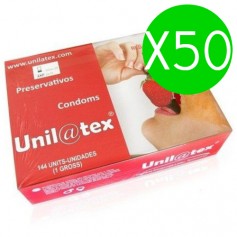 unilatex preservativos rojos fresa 144 uds x 50 uds